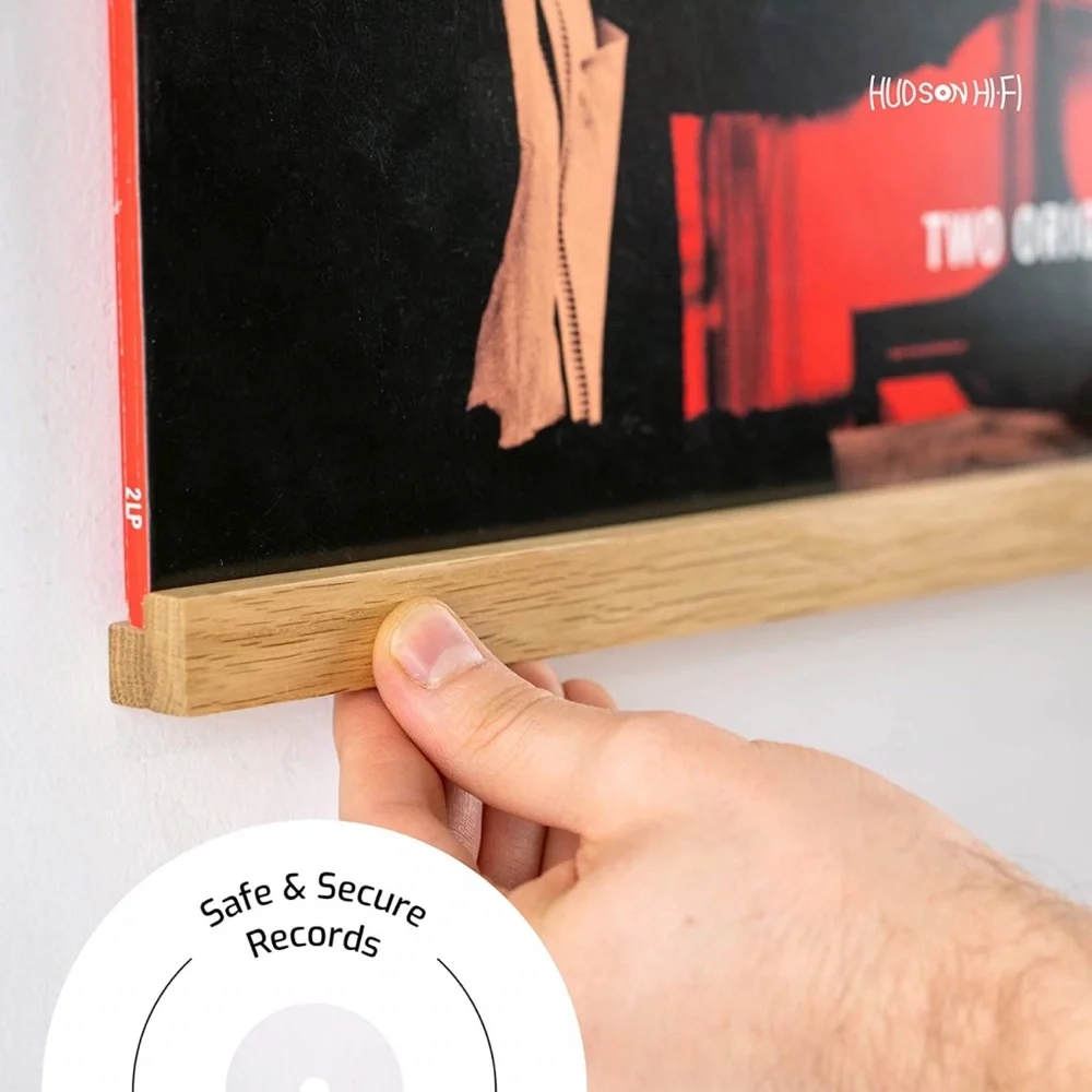 Modular LP Vinyl Record Wall Mount Display System Shelf Magnetic Holder Oak Wood